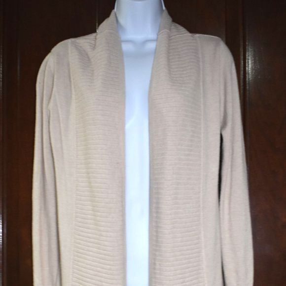 Lola Cardigan Small Medium Long Sleeve High Low Tan Open Front Sweater - Picture 4 of 14